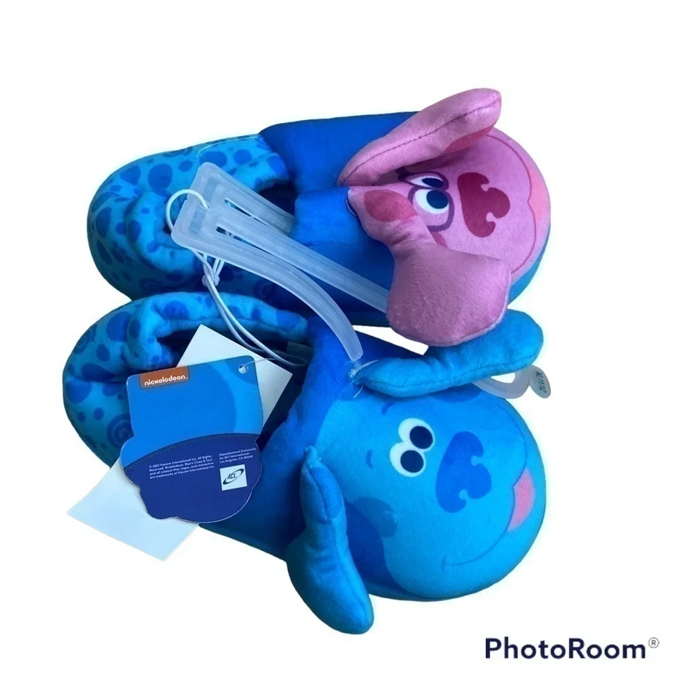 Blue’s Clues Plush Slippers NWT XL 11/12 Blue Pink Magenta Kids Toddler